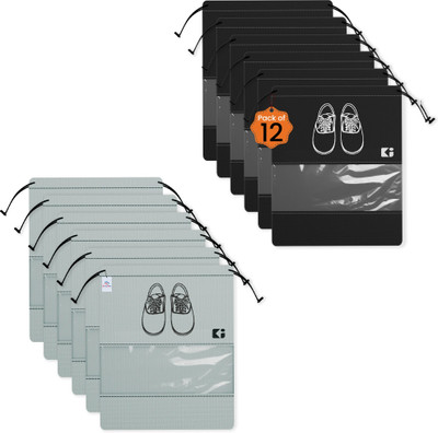 Heart Home Shoe Pouch(Grey, Black)