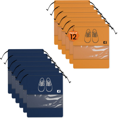 KUBER INDUSTRIES Shoe Pouch(Blue, Orange)
