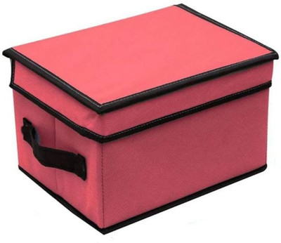 Oriscape Multipurpose Storage Box With Lid | Foldable Organizer for Clothes Toys/Books, and Other Household Items Non-Woven Material (Pack of 1)(Red)