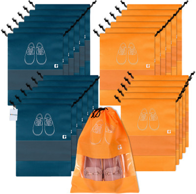 KUBER INDUSTRIES Shoe Pouch(Blue, Orange)