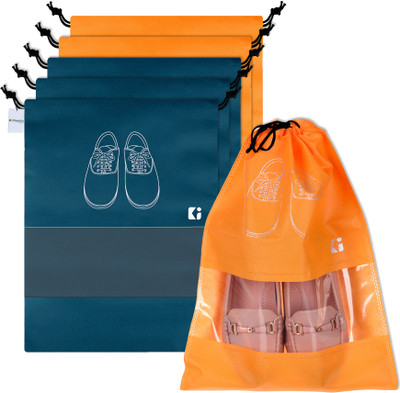 HOMESTIC by Kuber Industries Shoe Pouch(Blue, Orange)