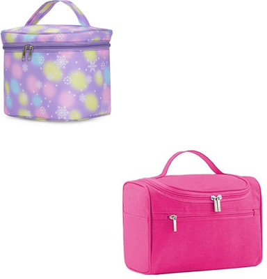 areeka Set of 2 Travel Cosmetic & Wash Bag for Women and Girls Small Travel Bag(Multicolor, Pink)