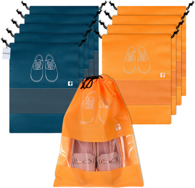 KUBER INDUSTRIES Shoe Pouch(Blue, Orange)