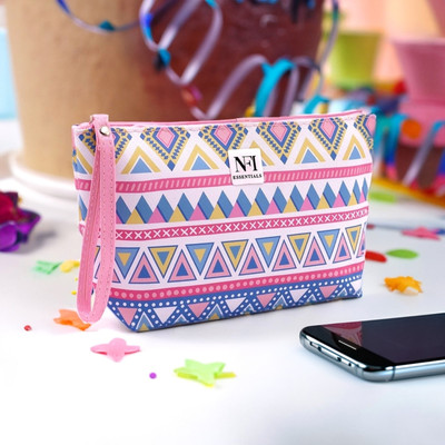 NFI essentials Cosmetic Pouch(White, Pink)