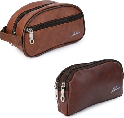 AKG TRADERS Cosmetic Pouch(Tan, Brown)