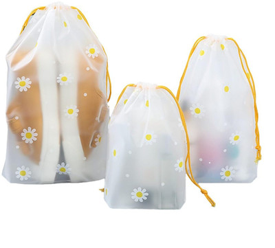 Takositio 5 Pcs Shoe Bag Cover for Shoe Storage & Travelling Drawstring Bags Waterproof(White)