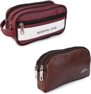 AKG TRADERS Cosmetic Pouch(Maroon, Brown)