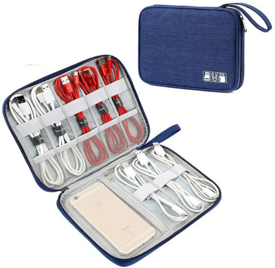 Aepigo Single Leyar Electronic Gadget Organizer Case,Tech Kit Accessories Organizer Bag(Blue)