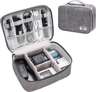 netizen Quality Electronics Accessory Travel Organizer Bag for chargers, USB cables Etc(Grey)