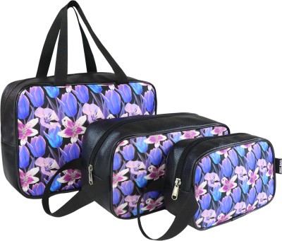 Mike Multi-Functional Makeup Pouch for Women set of 3(Black)