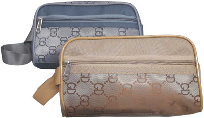 PSH Tetron Shaving pouch cream grey Style 1 compartment 1 portion zipper Travel Shaving Kit & Bag(Multicolor)