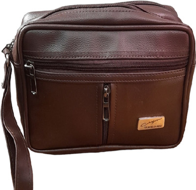PSH Toiletry Travel Bags Shaving Kit/Pouch/Bag for Men , Zip Closer 2 Main Compartment Travel Shaving Kit & Bag(Brown, Black)