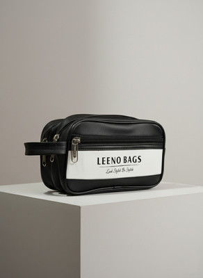 LEENO Premium Dual Compartment with 1 outer compartment Bag Travel Toiletry Kit(Black)