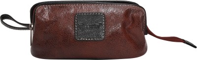 HIDECART Unisex pure leather toiletry or grooming Travel Shaving Kit & Bag(Brown)