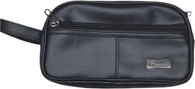 PSH Shaving pouch black Style 3 portion zipper Travel Shaving Kit & Bag(Black)