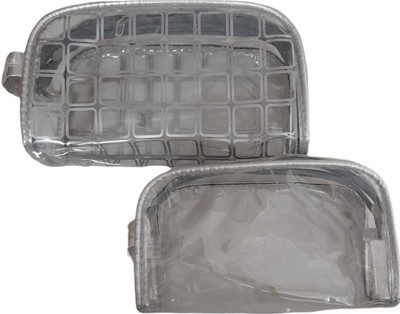 PSH silver shaving kit pouch 2pcs pack of 2 Travel Shaving Bag(Silver)