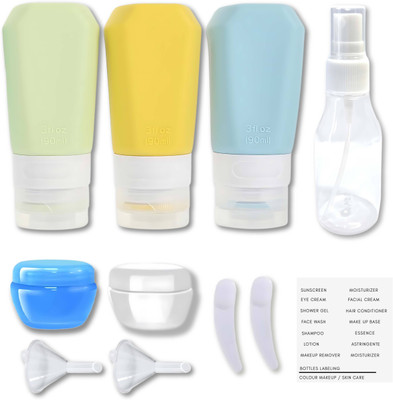 Beaute Secrets Refillable Travel Containers for Toiletries Cream Jars Spray Travel Pouch Kit Travel Toiletry Kit(Multicolor)