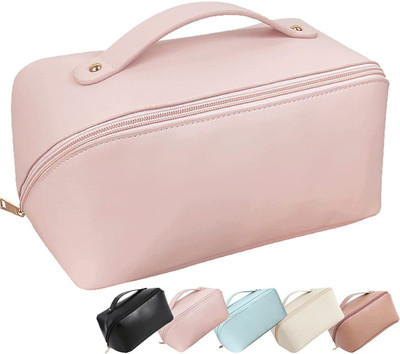 SKYFUN Toiletry Bag Make up Organizer with Divider and Handle Travel Toiletry Kit(Pink)