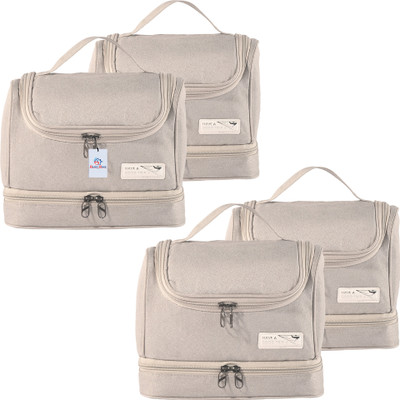 Heart Home Pack of 4 Travel Toiletry Pouch for Women with Handle | YJ-13-GRY | Grey Travel Toiletry Kit(Grey)
