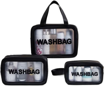 Wonder Work 3 PCS Zipper Cosmetic Travel Toiletry Makeup Wash Bag Organizer Carry Pouch Set Travel Toiletry Kit(Multicolor)