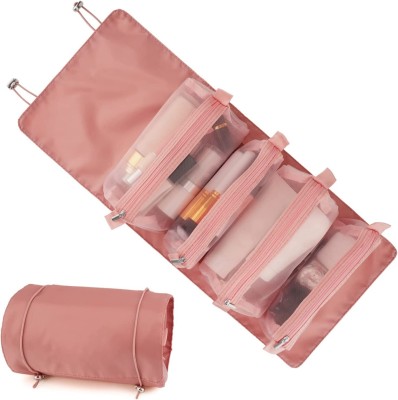 NISHIV Cosmetic Bag,4 in 1 Removable Portable Toiletry Travel Hanging Makeup Bags(Pink)