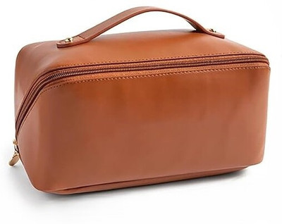 LOVHIDE Large Capacity Cosmetic Travel Bag,Waterproof Leather Makeup Organizer. Travel Toiletry Kit(Brown)