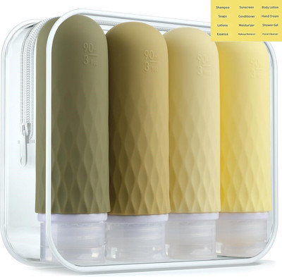Voroly Travel Size Bottles for Toiletries,Tsa Approved 3oz Portable Travel Bottles Travel Toiletry Kit(Brown)
