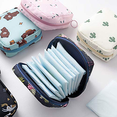 MSclassy Sanitary Napkin Storage Menstrual Pad Bag with Zipper, Napkin Storage for Purse Travel Toiletry Kit(Multicolor)