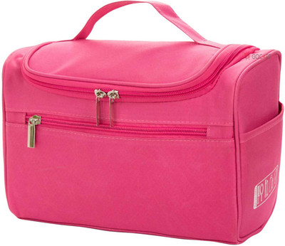 GOCART Make Up Bag With Hanging Hook,Dop Kit Organizer for Shampoo,Cosmetic Travel Toiletry Kit(Pink)