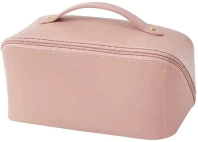 HOUSE OF QUIRK Large-Capacity Travel Cosmetic Bag with Handle and Divider - Pink Travel Toiletry Kit(Pink)