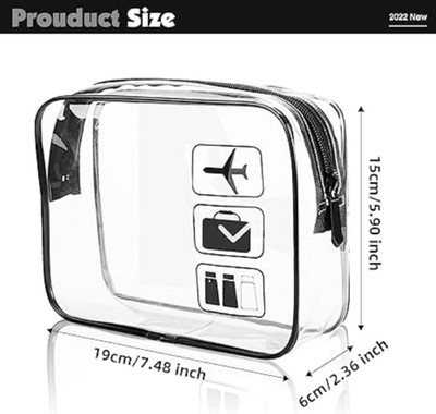 Touristiano Toiletry Bag, Clear Toiletries Bags Quart Size Travel Makeup Cosmetic Bag Travel Toiletry Kit(Black)
