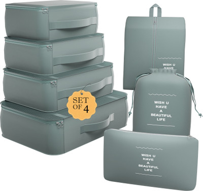 KUBER INDUSTRIES 28 Pcs Set Foldable Unisex Travel Pouches with Zip | YJ-36-GRY | Gray Travel Toiletry Kit(Grey)