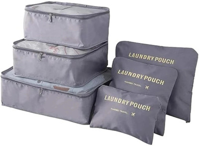 JAAP 6 Set Compression Packing Cubes For Travel,Lightweight Travel Toiletry Kit(Grey)