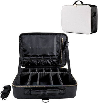 LACOPINE Cosmetic Multi-function Travel Makeup Case Handbag Storage Bag Large Organizer Toiletry Bag with Adjustable Dividers for Men And Woman Travel Toiletry Kit(Black)