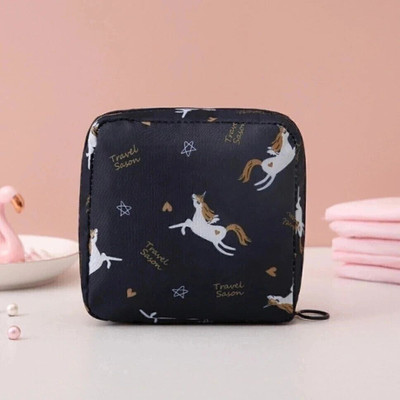 AASAISH Sanitary Napkin Pad Pouch Travel Cosmetic Makeup Jewellery Storage Pouch Holder Travel Toiletry Kit(Black)