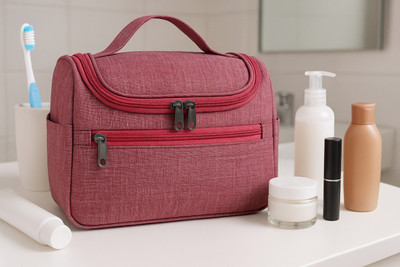 ZEVORA Toiletry Bag Hanging Dopp Kit Travel Organizer Pouch for Shaving, Cosmetic Travel Toiletry Kit(Pink)