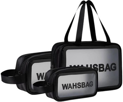 SPRSE Cosmetic Makeup Organizer Pouch Wash Bag for Travel Toilery Kit 3 Pcs Bag Set Travel Toiletry Kit(Black)