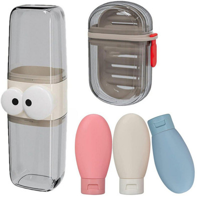 ALICIA Toiletry Kit with Toothbrush Paste Holder Soap Case and Bottles Portable Travel Travel Toiletry Kit(Multicolor)