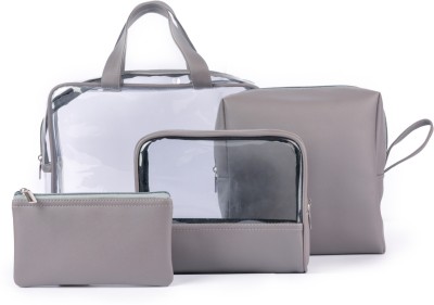 Nestasia Multipurpose Vegan Leather Grey Toiletry Bag Set (Set of 4 bags) Travel Toiletry Kit(Grey)