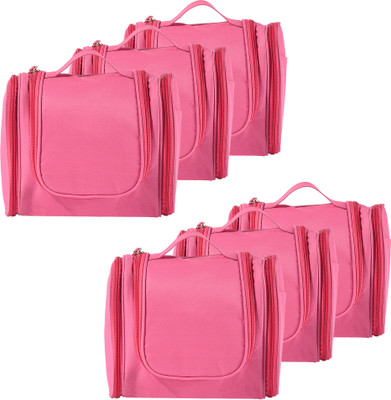KUBER INDUSTRIES Pack of 6 Unisex Travel Toiletry Pouch with Zip & Hanger | YJ-14-PNK | Pink Travel Toiletry Kit(Pink)
