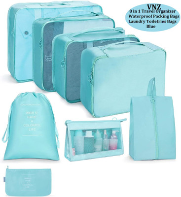 vnz 8-Pc Travel Organizer Waterproof Packing Cubes Laundry Toiletries & Accessoriess Travel Toiletry Kit(Blue)