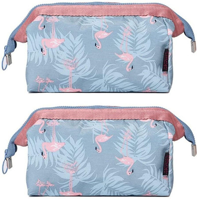 Dhvyant Mart Small Portable Water-Resistant 13 Cm Travel Flamingo Printed Vanity Shaving Travel Toiletry Kit(Multicolor)