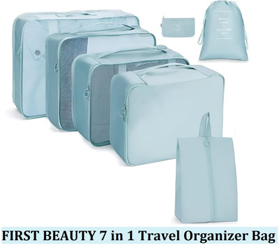 First beauty 7 in 1 Travel Organizer Waterproof Packing Cubes Cosmetics Luggage Storage Bags Travel Toiletry Kit(Blue)