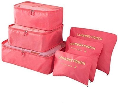 AASAISH Travel Storage Bag Storage Clothes Make Up Organizer Bag(Orange 6Pcs/1Set) Travel Toiletry Kit(Orange)