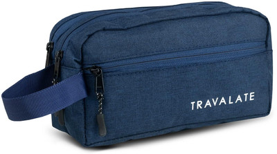 Travalate Toiletry Travel Bags Shaving Kit/Pouch/Bag for Men and Women, 1 Main Compartment with Front Pocket and Back Pocket - Blue (24 X 10 X 13 cm) Travel Toiletry Kit(Blue)