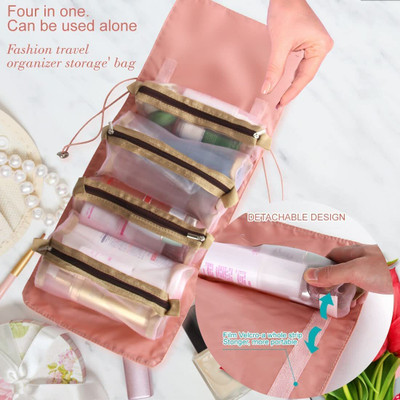 ASTIKAYA 4 in 1 Foldable Hanging Roll Up Makeup Toiletry Kit Travel Organizer Travel Toiletry Kit(Multicolor)