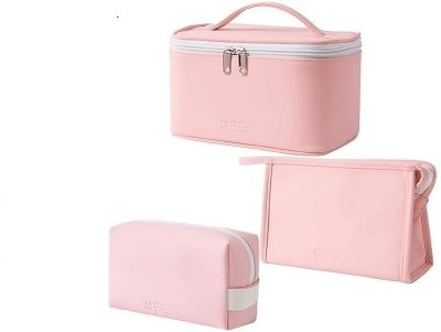 Moxtiza Makeup Travel Pouch, Cosmetic Bag, Travel kit Pouch for Toiletries Travel Toiletry Kit(Pink)