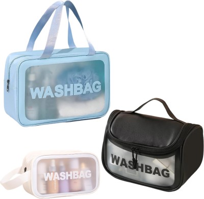 HouseOfCommon Cosmetic Wash Bag Travel Toiletry Kit(Blue, White, Black)