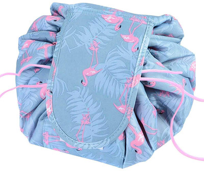 Firstseen Portable Drawstring Striped Travel Cosmetic & Makeup Organizer for Women & Girls(Blue)