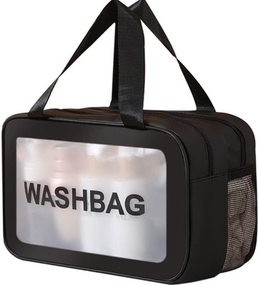 LOVHIDE Travel Toiletry Cosmetics Bag,Transparent Skin Care Bag for Toiletries Travel Toiletry Kit(Black)